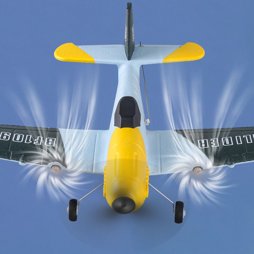 NM60133 Plane 2.4GHz Dual Motor Epp Foam Glider Gyro Stabilization System Remote Control Airplane BF109 Fighter Toy Gift for Children - Black & Gray