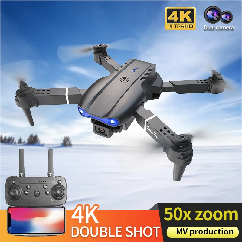 NM60174 E99 Pro RC Drone 4K Professional with 1080P Wide Angle Dual HD Camera Foldable RC Helicopter Wi-Fi FPV Height Hold Apron - Multi Color -  UNO1RC