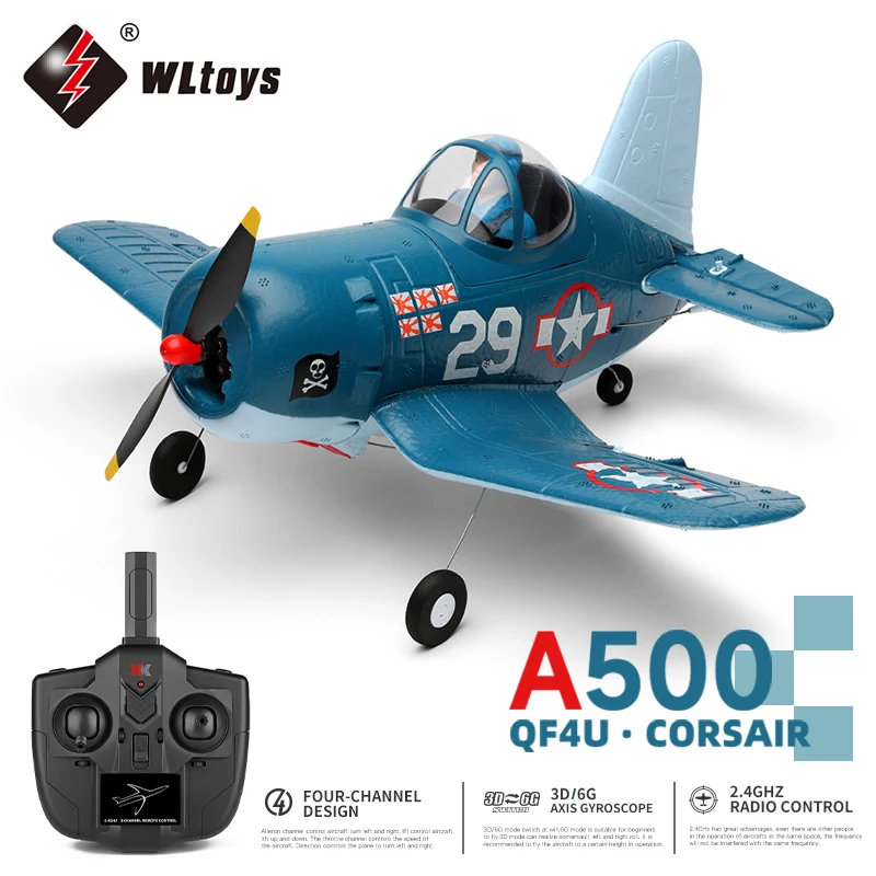 NM60959 A500 2.4G RC Plane 4CH Remote Control Flying Model Glider Airplane Brushless Motor EPP Foam Toys for Children - Navy Blue