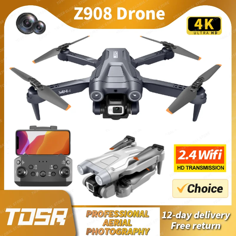 NM61025 Z908 Max 4K HD Camera Drone Professional Drone Optical Flow Localization Obstacle Avoidance Aerial Photography RC Quadcopter - Gray & Black