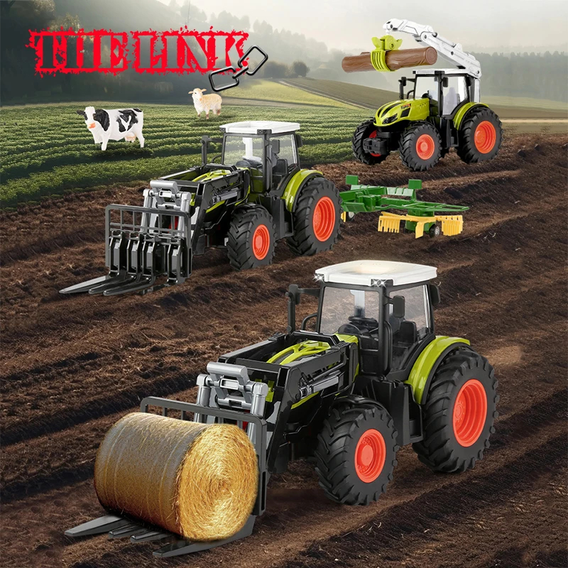 NM61406 Farmer Vehicle Model RC Car Farm Timber Grab Trucks Forklift Tractor Remote Control Cars Toys Sets Kids Birthday Gifts DIY