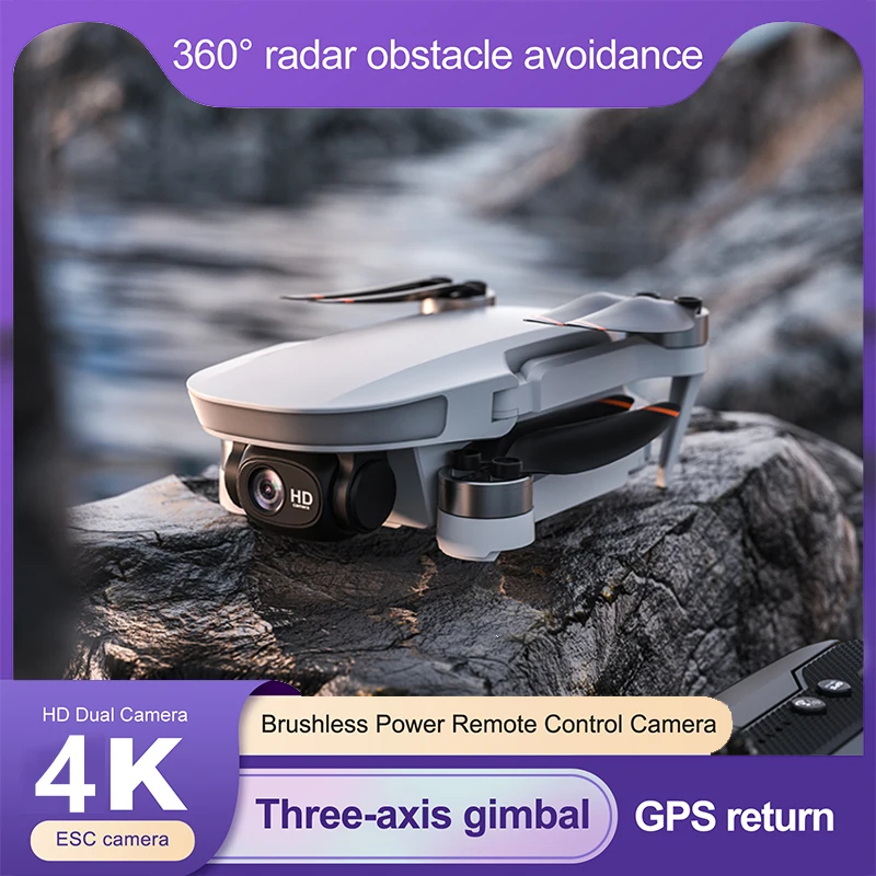 NM61490 B6 Mini Drone 5G Wi-Fi FPV 4K HD Dual Camera 360 deg Laser Obstacle Avoidance Brushless Motor GPS Return RC Quadcopter Drone Toy
