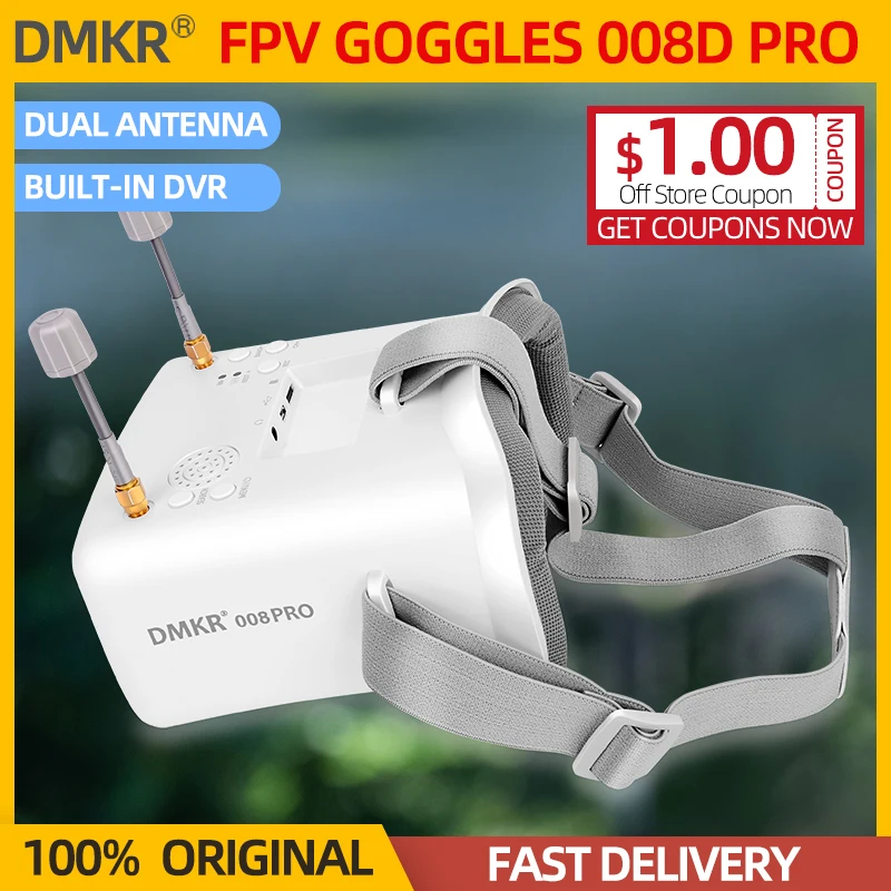 NM61435 008D PRO 5.8G FPV Goggles 40CH Dual Antenna Built-in DVR 2000mAh Battery 4.3 in. for RC FPV Racing Drone Whoop Helmet