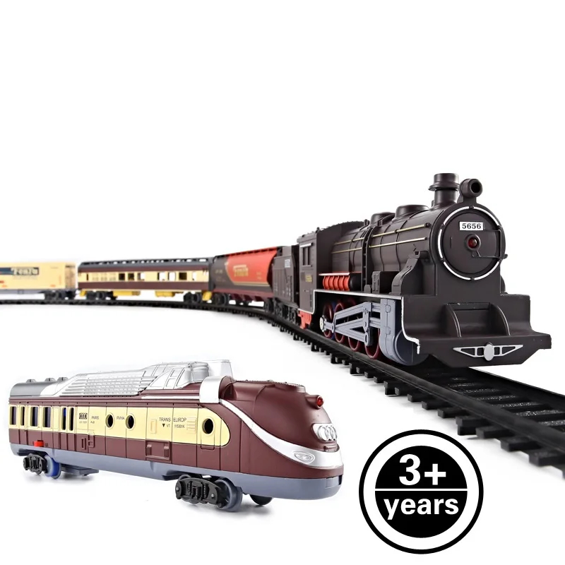 NM61641 Train Retro Electric Railcar Train Set Electric Light Train Model Educational Toys Gifts for Children
