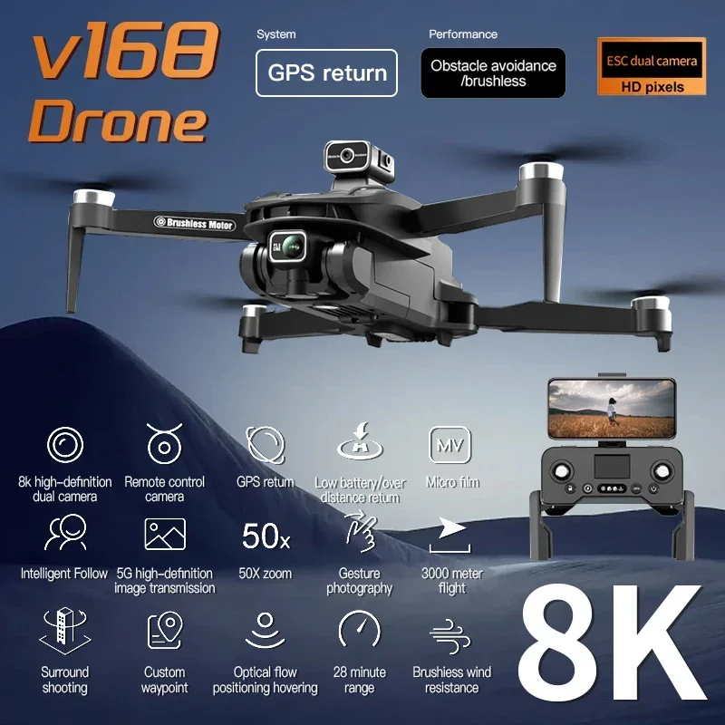 NM61674 ProMax GPS Drone Professional 5G Wi-Fi 8K Dual Camera Obstacle Avoidance Optical Flow Brushless RC Quadcopter 9000M Drone -  UNO1RC
