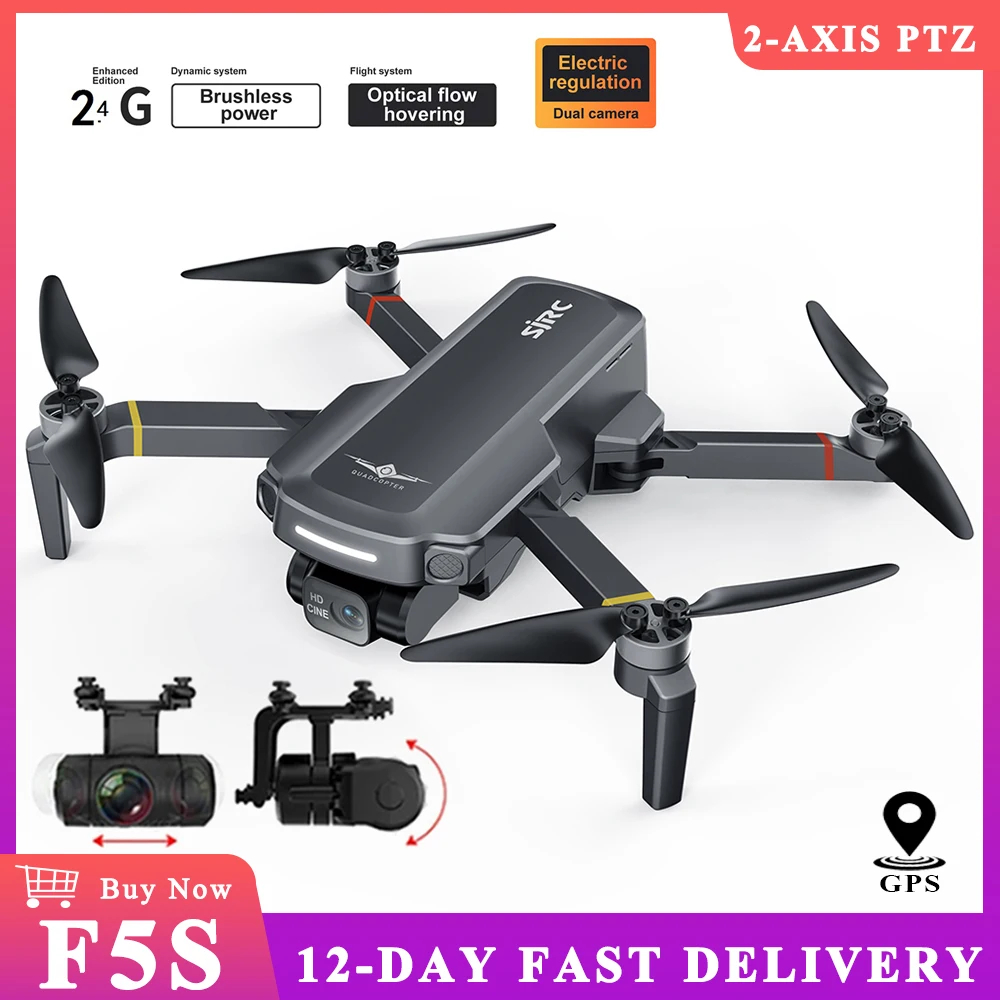 NM61694 Drone with Camera 4K Dual Camera 2-Axis Gimbal Drone RC Quadcopter GPS Dual Positioning Aerial Photography Aircraft