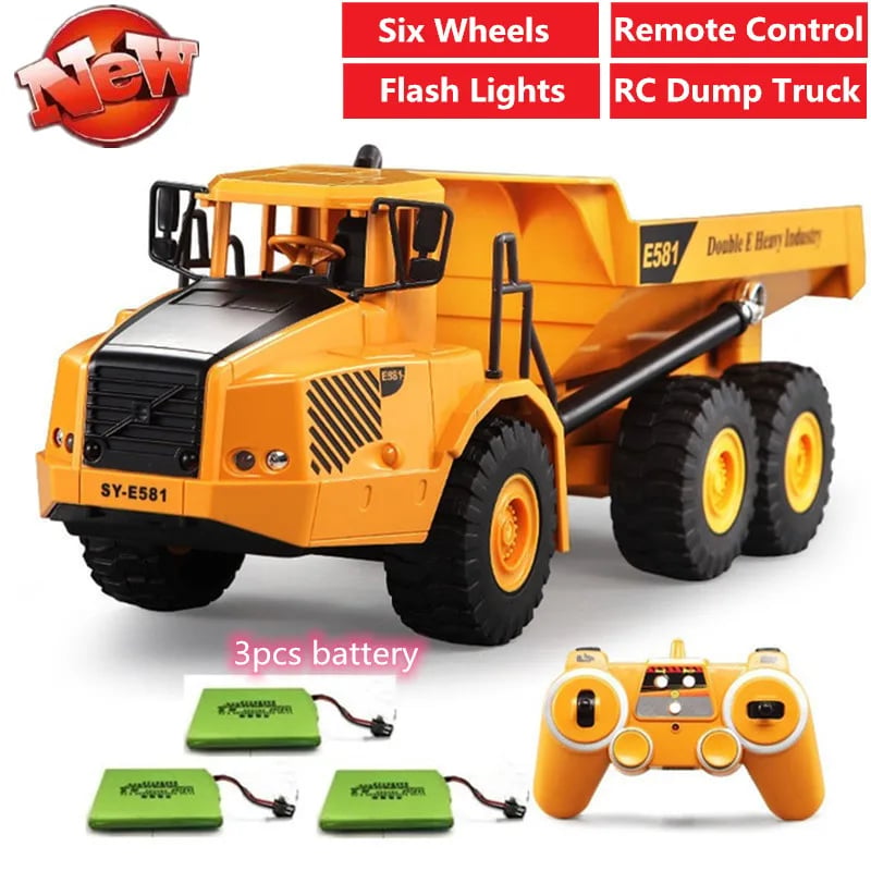 NM61827 Size RC Excavator 2.4G 6WD Six Wheels Drive Remote Control RC Dump Truck Can Lift Up Down Sound Light Engineering Vehicle