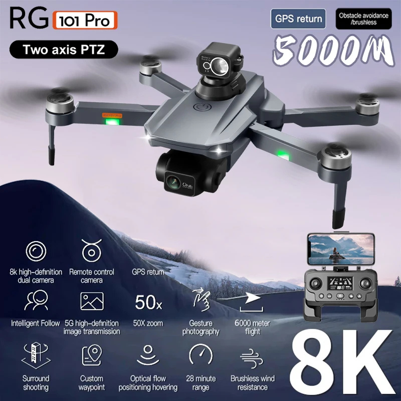 NM61876 Pro Drone 8K Professional GPS HD Camera with 2-Axis Anti-Shake Gimbal Wi-Fi FPV Drone Brushless Motor RC Quadcopter VS V168