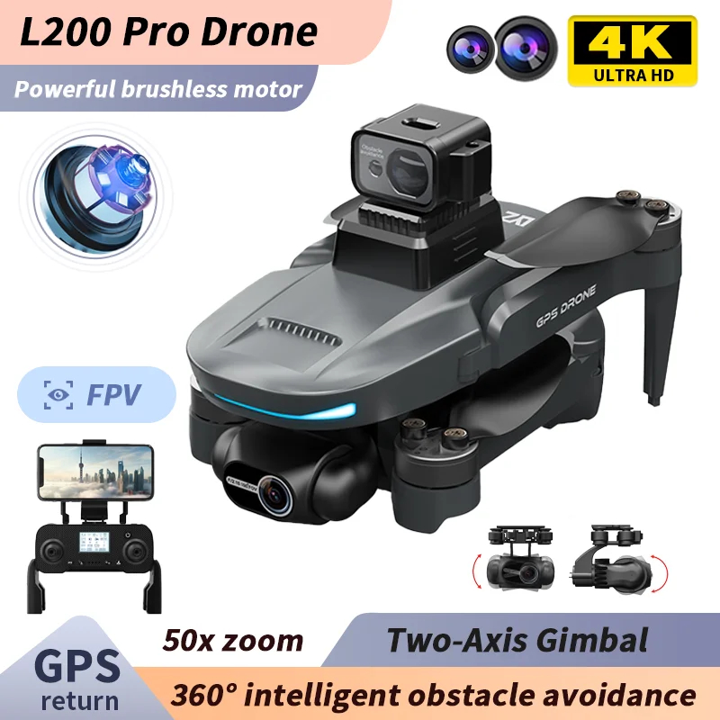 NM61942 Pro GPS Drone 2-Axis Gimbal Brushless Drone ESC 4K HD Dual Camera FPV UAV 360 deg Laser Obstacle Avoidance 5G RC Quadcopter Toy