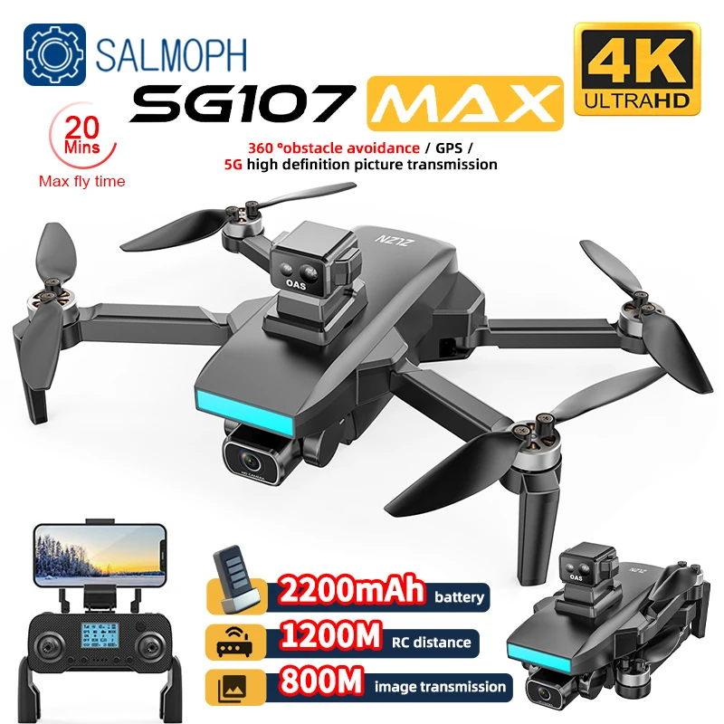 NM62023 SG107 Pro Max Mini Drone with Wi-Fi Professional 4K HD Dual Camera FPV Quadcopter Optical Flow Gesture Control RC Drone