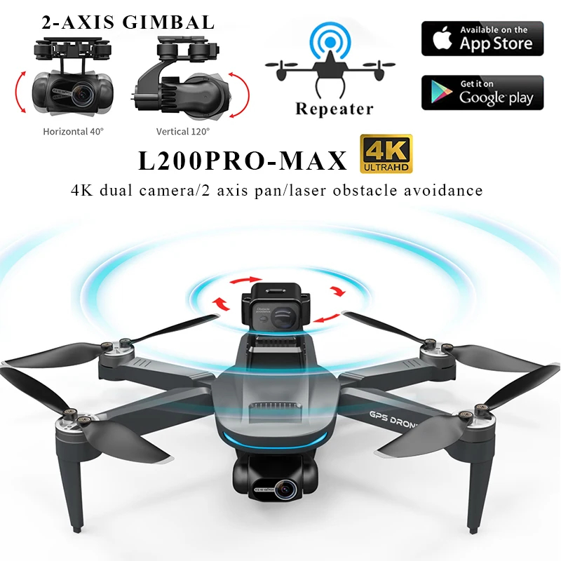 NM62030 Drone with Camera 2-Axis PTZ HD Dual 4K Camera 360 Deg Laser Obstacle Avoidance Drone GPS Dual Positioning 5G RC FPV Quadcopter - Silver Gray