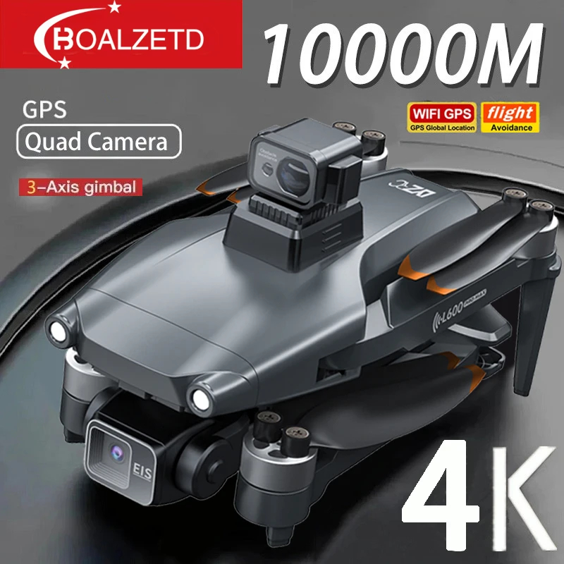 NM62303 L600 Pro Max Drone 4K Three-Axis PTZ HD Dual Camera Laser Obstacle Avoidance Brushless Motor GPS 5G Wi-Fi RC FPV Drone Toys - Silver Gray