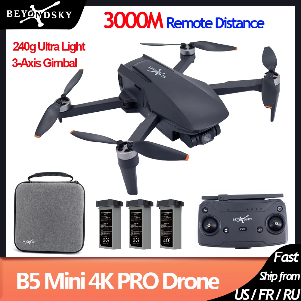 NM62436 B5 Mini Drone with 4K Camera GPS 3-Axis Gimbal RC Quadcopter FPV Flight Camera Drone Helicopter