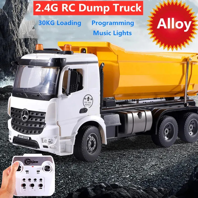 NM62464 Heavy Wireless Remote Control Dump Truck Model 16CH Light Music Sound Demo Engineering Vehicle Alloy RC Car Truck Boy Gift