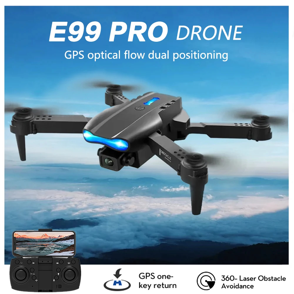 NM58304 E99 Drone Brushless Motor 360 Deg Laser Obstacle Avoidance GPS Return 4K HD Dual Camera Parking Apron RC Quadcopter Drone Toys