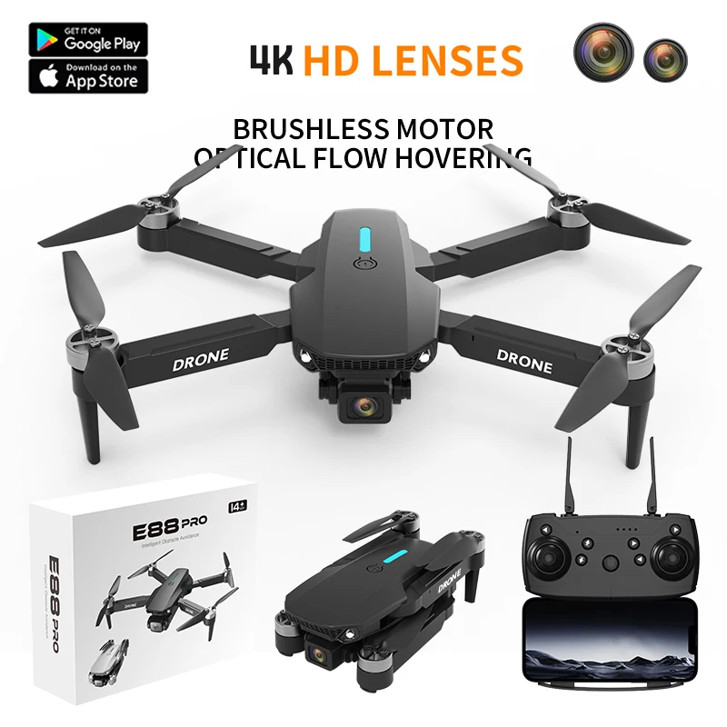 NM58505 E88 Pro 5G Wi-Fi FPV Drone Wide Angle HD 4K 1080P Camera Height Hold Foldable Quadcopter Drone RC Helicopter Toys Gift -  UNO1RC