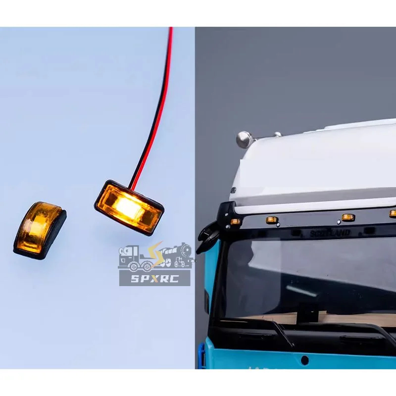 NM58518 3V Visor Spotlight Position Light for 1 by 14 Tamiya RC Dump Truck Car - Transparent Yellow