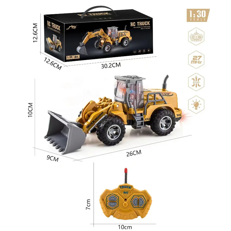 NM58296 Car Toys Truck 1-30 Wheel Shovel Loader 6CH 4WD Metal Remote Control Bulldozer Construction Vehicles for Boys Hobby Toy Gifts