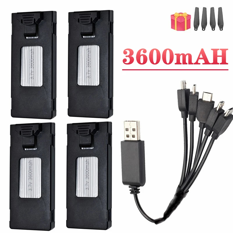 Drone Battery 3.7V 3600mAh Rechargeable Li-ion Battery for RC Drone E88EVO E99 K9 K10 P1 P5 F185 F195 RC Quadcopter Parts