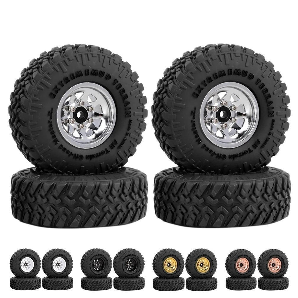 NM58403 Metal 1.0 in. Bead Lock Deep Dish Wheel Tire Set for 1 by 18 1-24 RC Crawler Car Axial Upgrade Parts