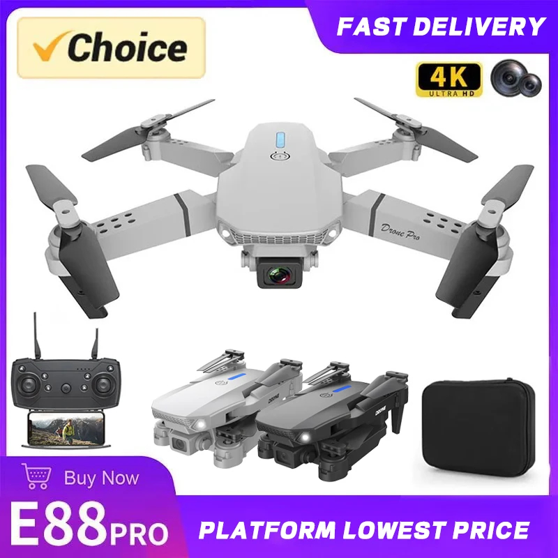NM58576 E88Pro RC Drone 4K Professional HD Airplane Dual-Camera Wide-Angle Head Remote Quadcopter Airplane Helicopter Drone Toy