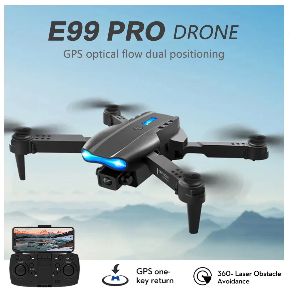 NM58415 E99 Drone 4K HD Dual Camera 360 Deg Laser Obstacle Avoidance Brushless Motor GPS Return Parking Apron RC Quadcopter Drone Toys