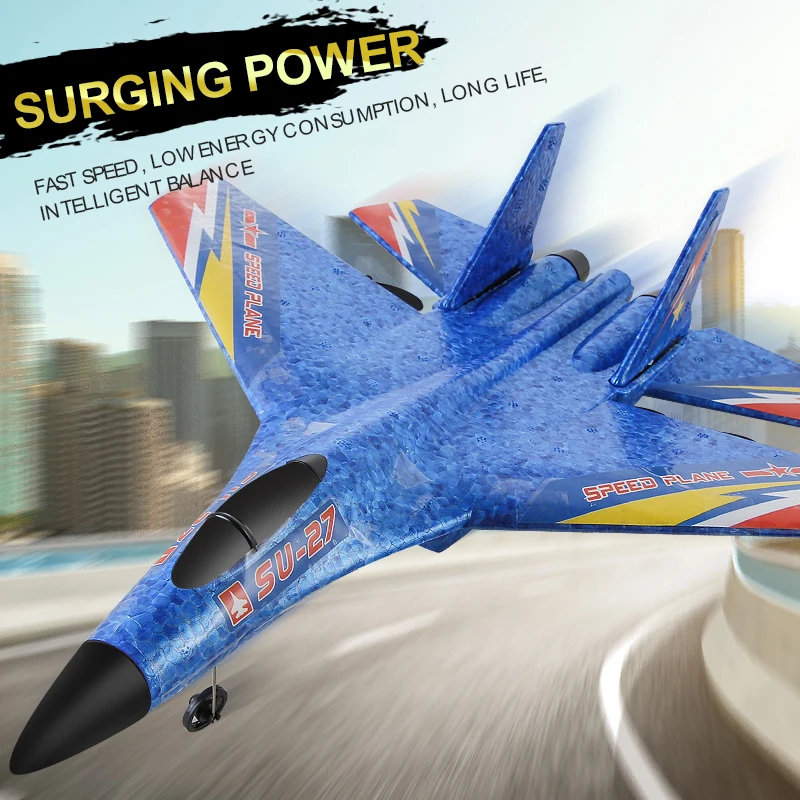 NM58879 Remote Control Glider Fighter Hobby 2.4G RC Plane Drones EPP Foam Aircraft Toys for Boy Kids Children Gift - Blue, Red & Yellow