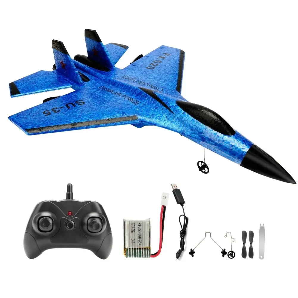 NM59036 Remote Control Glider SU35 Fighter USB Rechargeable Foam RC Airplane Model Birthday Gifts for Kids - Yellow, Blue & Red