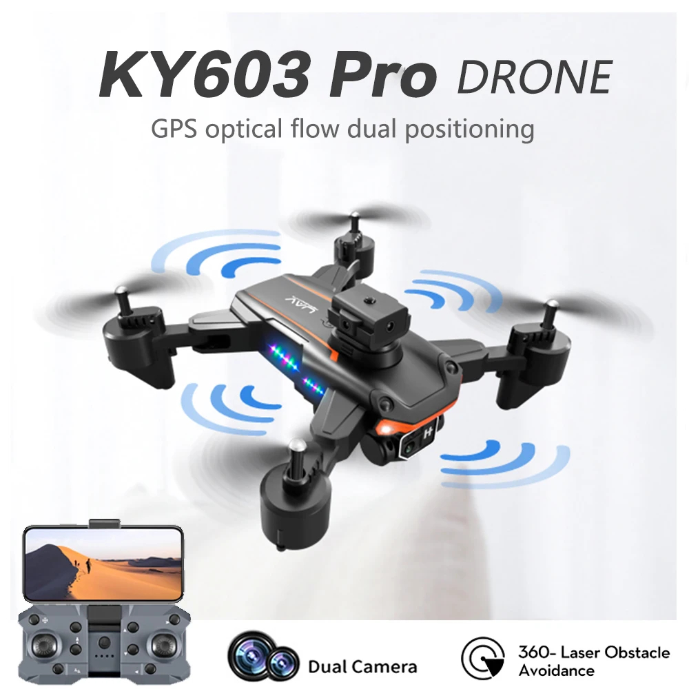 NM59165 Drone 5G FPV 4K HD Dual Camera 360 Deg Laser Obstacle Avoidance Brushless Motor Optical Flow Localization RC Quadcopter Toys - Black & White