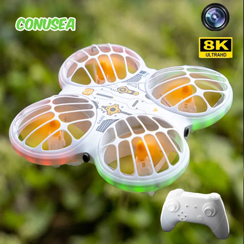 NM59201 Drone UFO Toy RC Quadcopter Helicopter Wi-Fi FPV Drones Intelligent Obstacle Avoidance Remote-Controlled Drone for Children - White