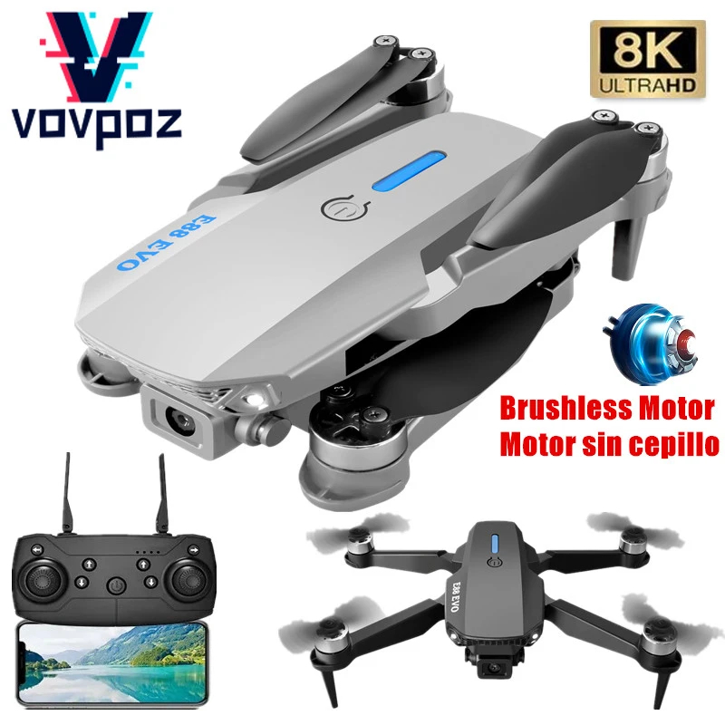 NM59205 E88 Evo E88 Pro Mini Drone 8K Professional HD Camera Optical Flow Brushless Motor RC Foldable Quadcopter Drone - Black