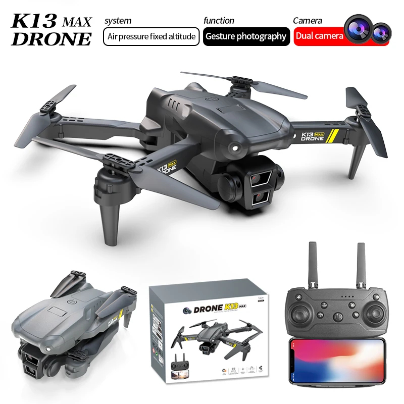 NM59222 K13 Max Foldable Drone Professional 4K HD Dual Camera RC UAV 5G Wi-Fi GPS Remote Control Toys Quadcopter for Men Gifts -  UNO1RC