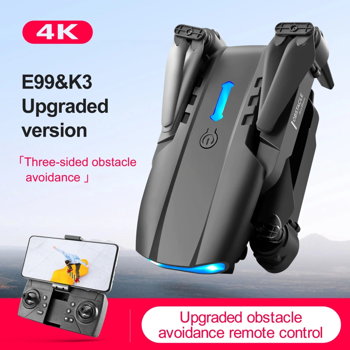 NM59516 E99 K3 Pro Mini RC Wi-Fi Aerial Photography Quadcopter HD 4k Dual Camera High Hold Mode Foldable Toys Helicopter