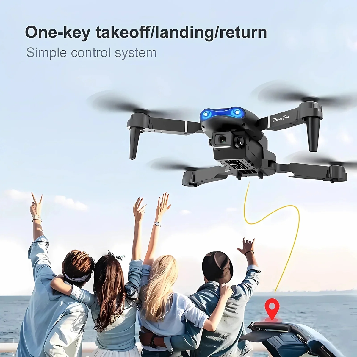NM59541 5G Wi-Fi FPV Height Hold E99 Pro RC Drone 4K with Wide Angle Dual HD Camera Foldable RC Helicopter - Black, Gray & Orange