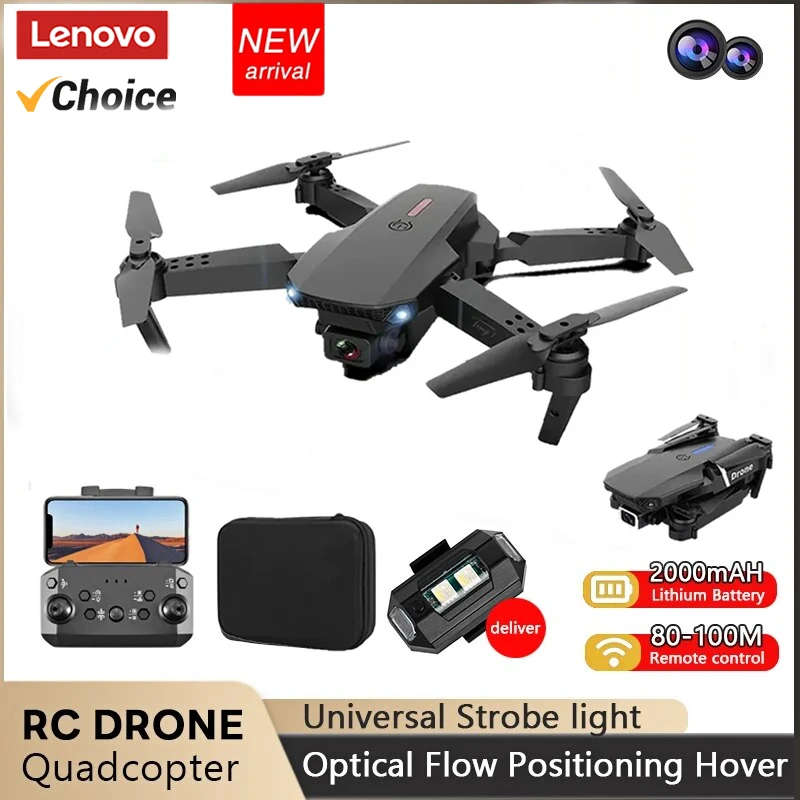 NM59567 E88 Pro Drone Wi-Fi FPV Mini Drone with Wide Angle HD 4K 1080P Camera Height Hold RC Plane Foldable Quadcopter Helicopter - Black & White