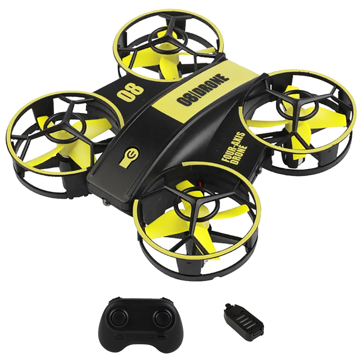 NM59585 RC Drone Helicopter with Lights Four-Axis Aircraft Toys Headless Mode RC Small Helicopter Quadcopter for Kids & Beginners - Blue & Yellow