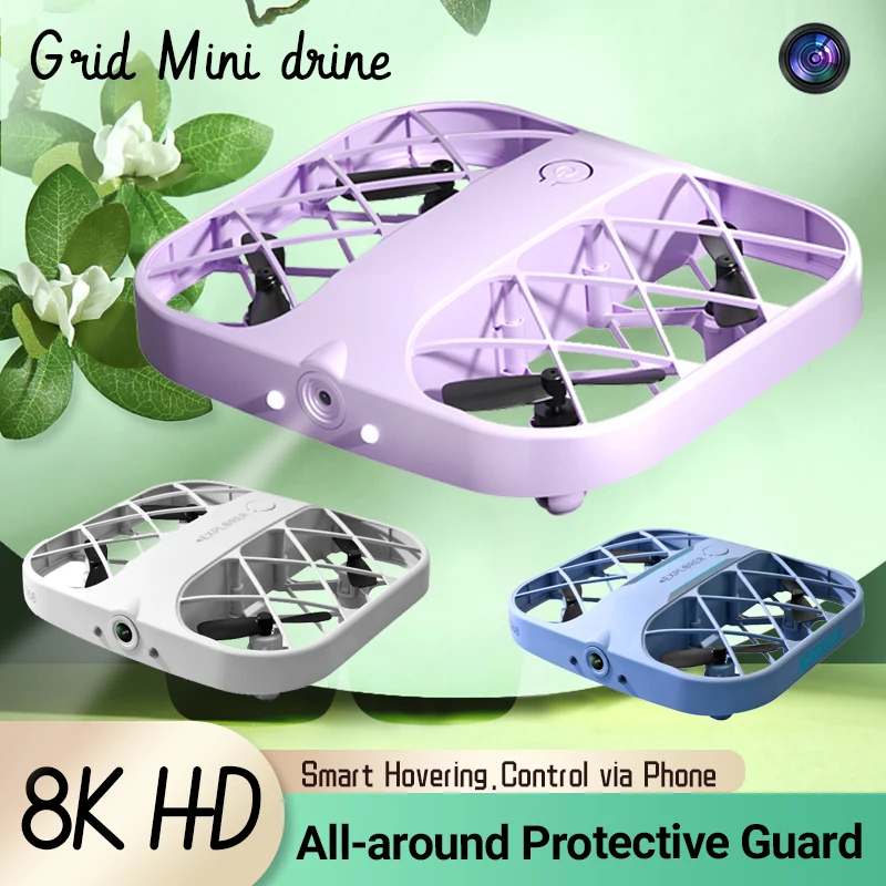 NM59658 Mini Drone 8K & 4K HD Camera Quadcopter with Camera Real-Time Transmission Mini Pocket UFO Small Remote Control Plane Toy Boy - White & Blue