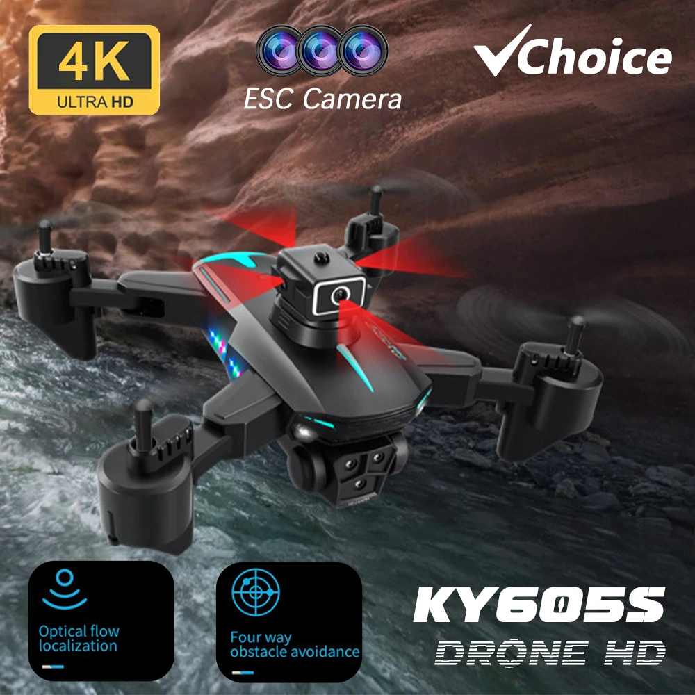 NM59680 Drone 4K 360 Deg Obstacle Avoidance Wide Angle Professional with Three Camera Optical Flow Localization RC Quadcopter Toys - Blue & Yellow
