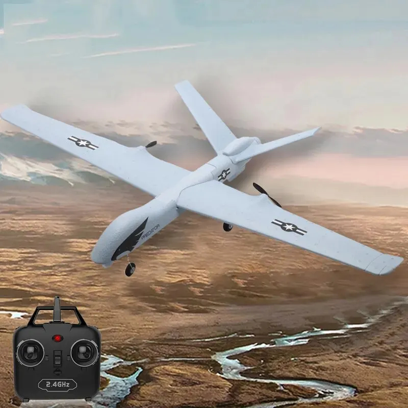 NM59706 Predator RC Glider 2.4G 2CH Hand Throwing Foam Plane with Light Fixed 660 mm Wingspan Aircraft Fighter Toys for Boys Children