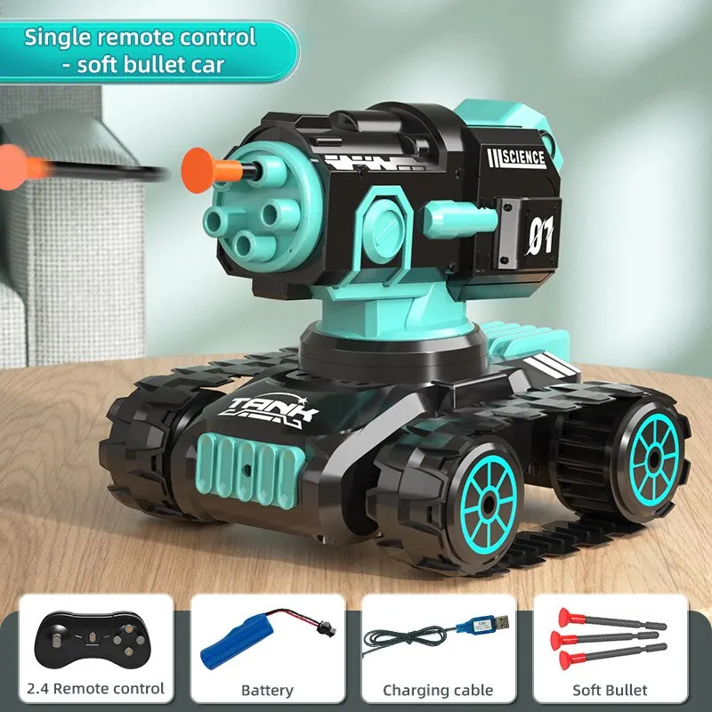 NM59372 Remote Control Tank Battle Remote Control Car Crawler Water Bomb Tank Children Toy Car - Green