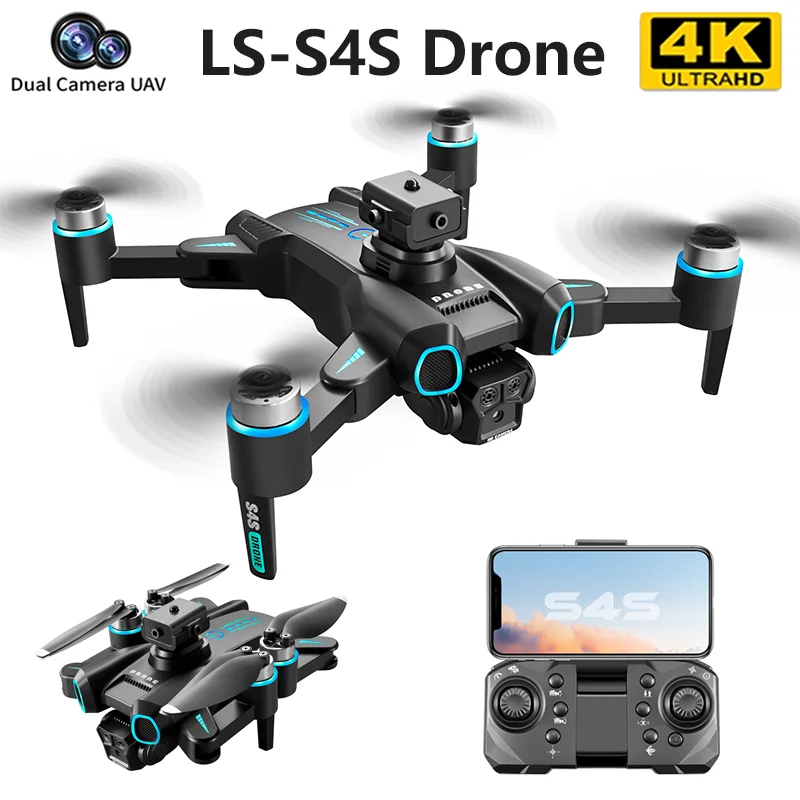 NM59554 RC Drone 5G Wi-Fi FPV Brushless Motor 360 Deg Laser Obstacle Avoidance GPS Return 4K HD Dual Camera RC Quadcopter Drone Toys - Black