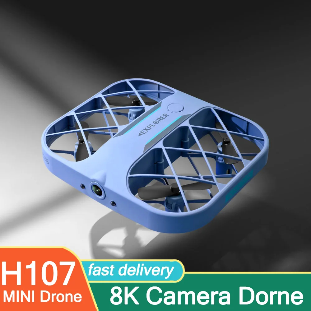NM59564 JJRC H107 & H36 Quadcopter 8K Shooting Mini Drone Children Remote Control Toys Intelligent Obstacle Avoidance Helicopter - White & Blue