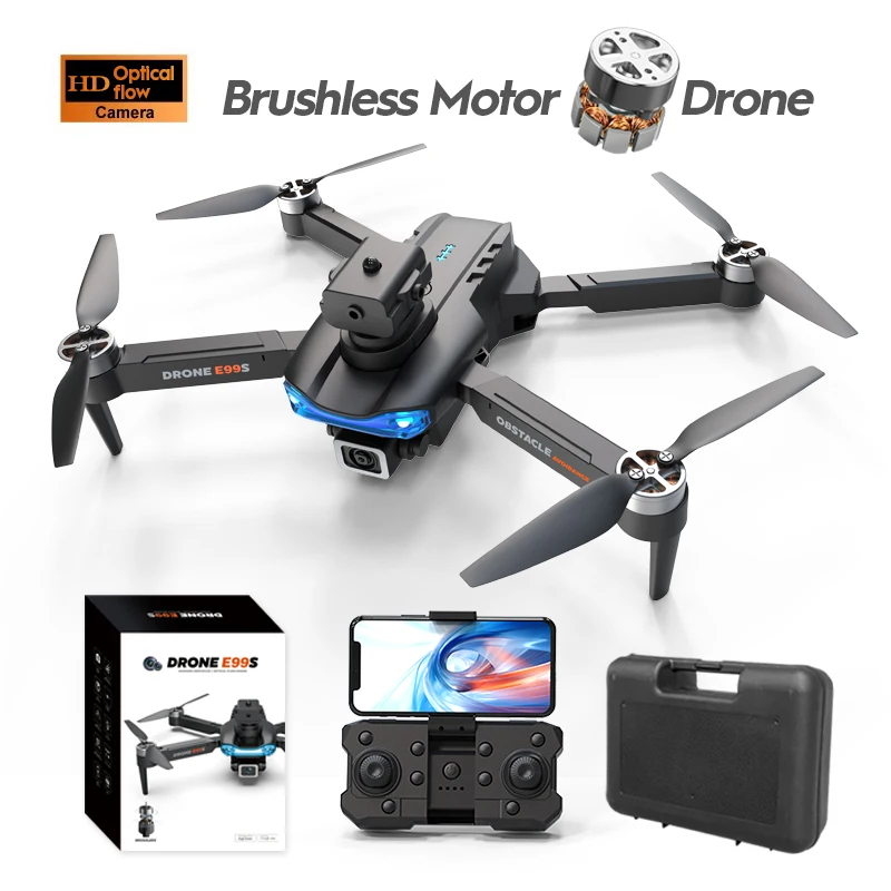 NM59654 Drone 4K HD Dual Camera Optical Flow Obstacle Avoidance Brushless Motor RC Helicopter Quadcopter Children Toy Gift - Black