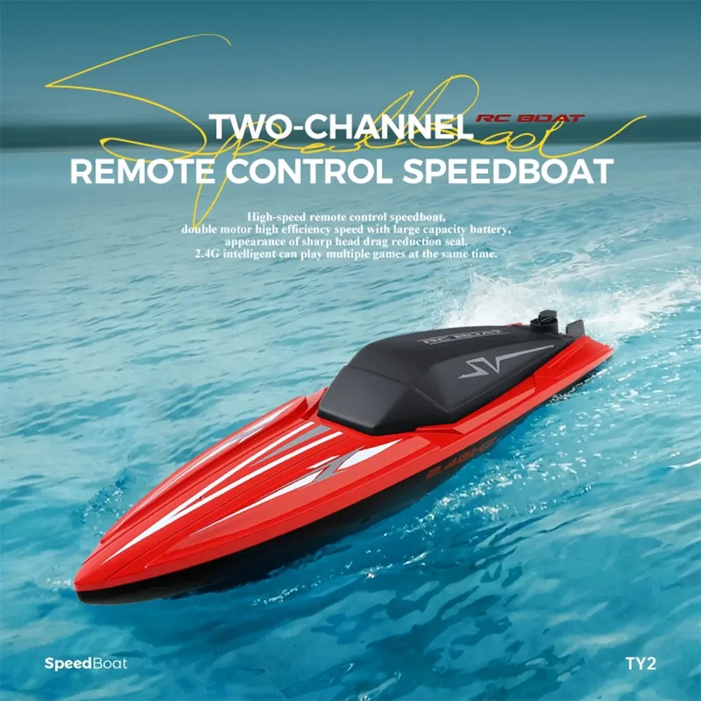 NM59465 RC Speedboat Waterproof Dual Motor 2.4G High Speed Racing Boat Model Electric Radio Control Outdoor Boat Gifts Toys - Red & Yellow