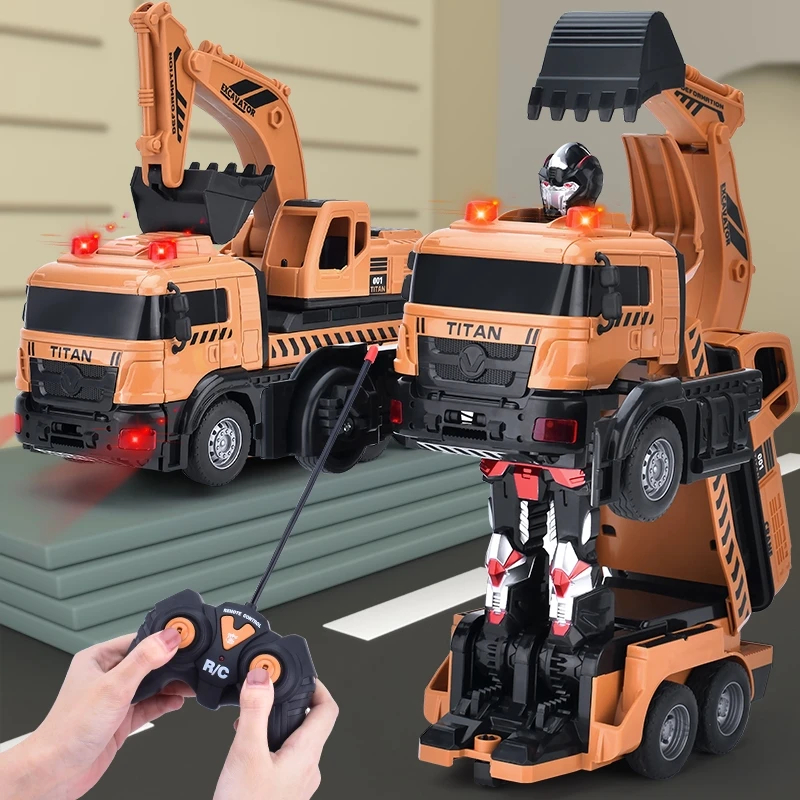 NM59606 Remote Control Deformation Robot Toy RC Truck Onekey Deformation 360 deg Rotating Drift Engineering Truck Child Boys Toy Gift