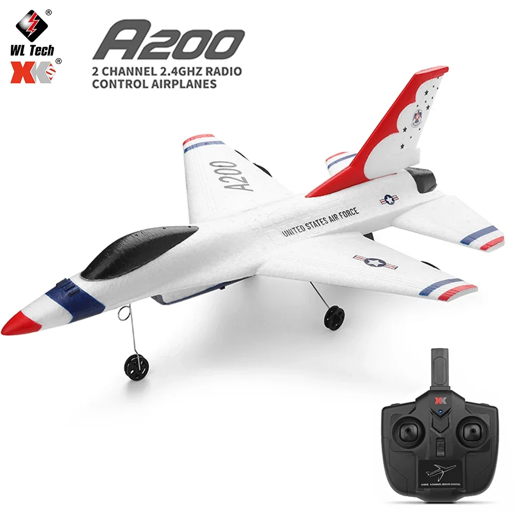 NM59712 XK A200 RC Airplane F-16B Drone 2.4G Aircraft 2CH Fixed-Wing EPP Electric Model Remote Control FIghter Toys for Children -  UNO1RC