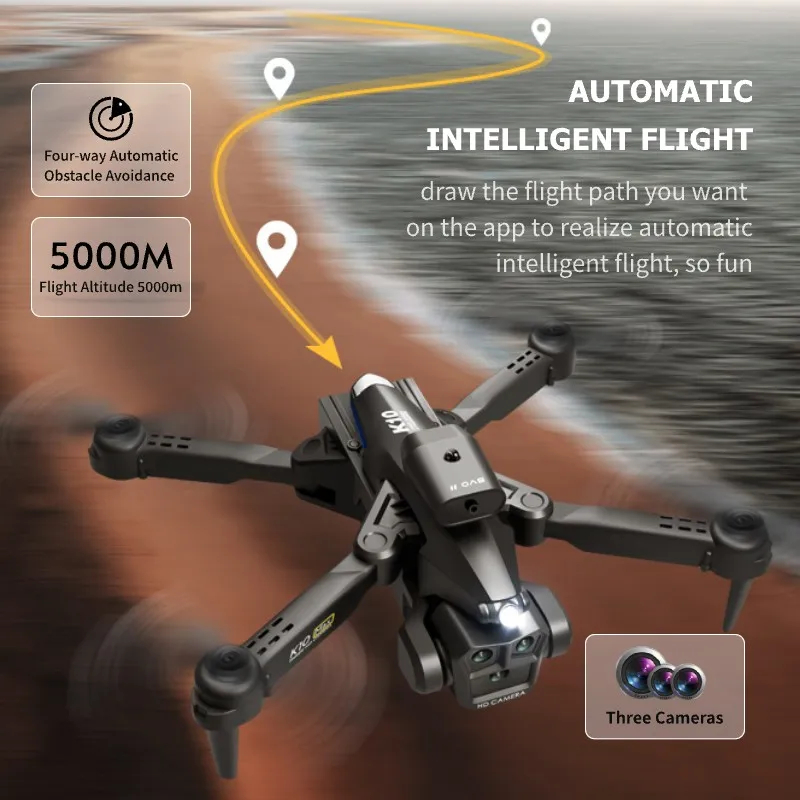 NM59904 MAX Optical Flow Triple Camera HD Aerial Drone 4K Intelligent Obstacle Avoidance Foldable Quadcopter GPS Remote Controlled Toy