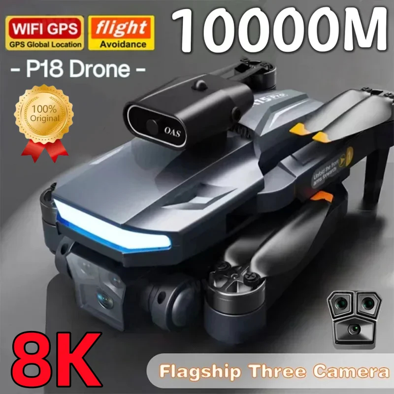 NM59948 P18 RC Drone 8K Professional with Three Cameras Wide Angle Optical Flow Localization 360 deg Obstacle Avoidance Quadcopter New