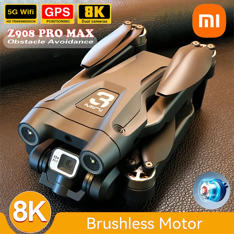 NM60049 9000 m Z908 Pro Max Drone Dual Camera 8K Professional Brushless Motor GPS FPV Obstacle Avoidance Folding Quadcopter - Black & Gray
