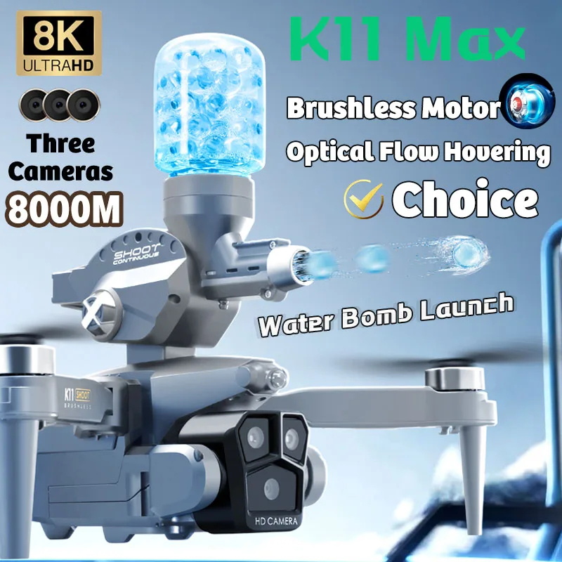 NM60051 8K RC Drone with Professional HD Three Camera Wide-Angle Aerial Photography Quadcopter Airplane Fun Water Bullet Helicopter